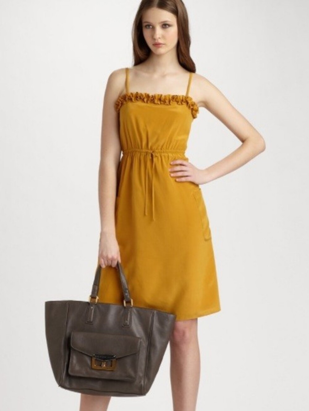 Marc by Marc Jacobs Silk Dress Mustard Yellow NWT Size 6